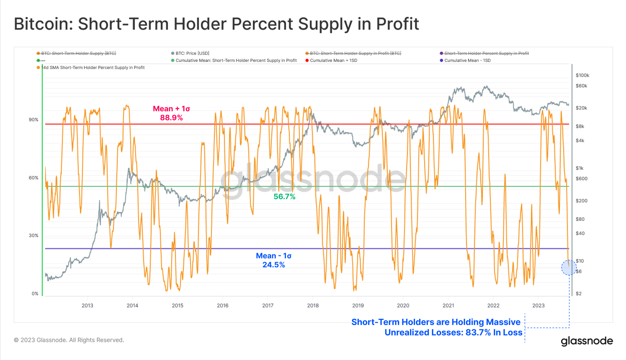 83.7% Of Bitcoin Short-Term Holders Are Now In Loss: Glassnode